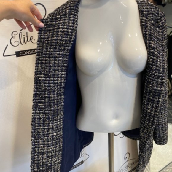 Chanel Jacket Navy Tweed Sz 40 Jacket - Picture 5 of 12